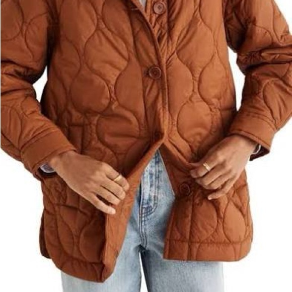 Madewell Quilted Puffer Jacket in Warm Brown - Picture 1 of 6